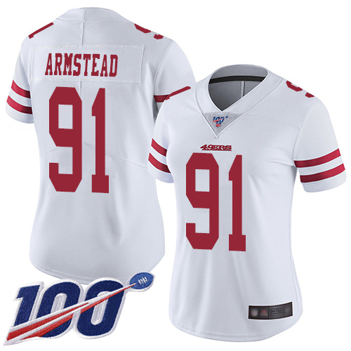 San Francisco 49ers Limited White Women Arik Armstead Road NFL Jersey #91 100th Season Vapor Untouchable